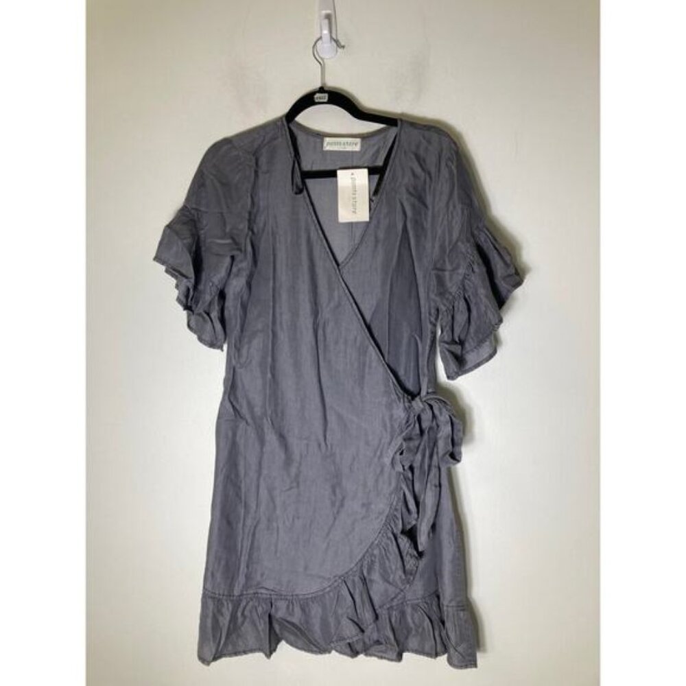 NWT Pants Store Gray Bell Sleeve Knee Length Dress Sz L